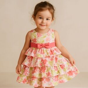 Cherokee Girls Floral Tiered Dress - Size 4T